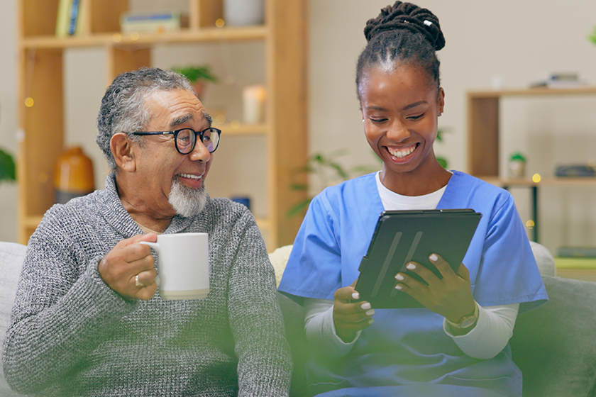 home-old-man-nurse-tablet-conversation